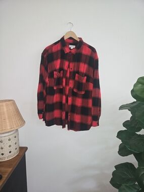 Ava & Viv Red and Black Plaid Button-Front Shirt
